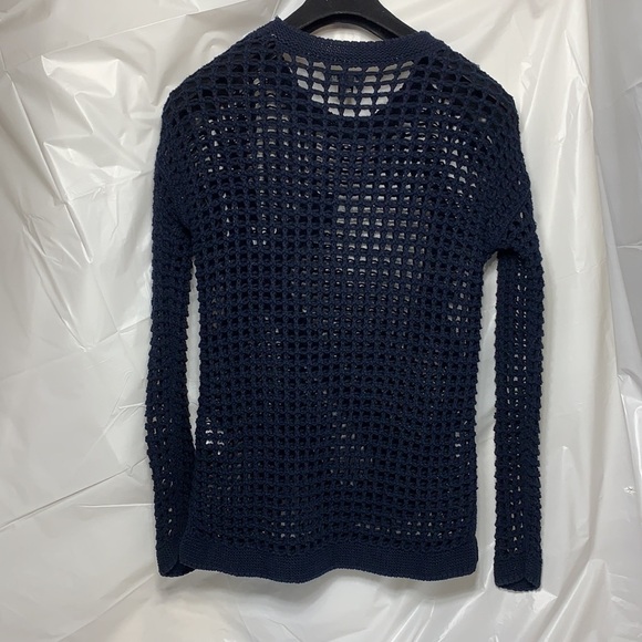 WOMEN’S Willi Smith Navy Blue Open Knit Sweater Size Small - Picture 3 of 5